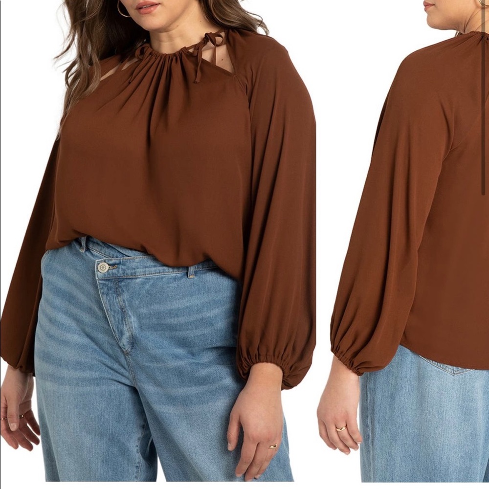 ELOQUII New with Tags Brown cutout blouse sz 24